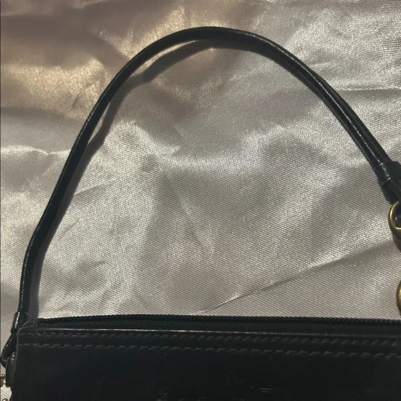 Coach Leatherware Vintage Black Leather Wristlet Tattersall Interior EUC - Picture 5 of 10